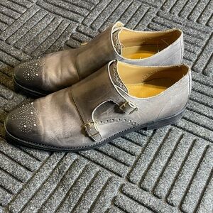 Cole Haan Grand OS Double Monk Strap Oxford British Gray Leather Men Size 11M